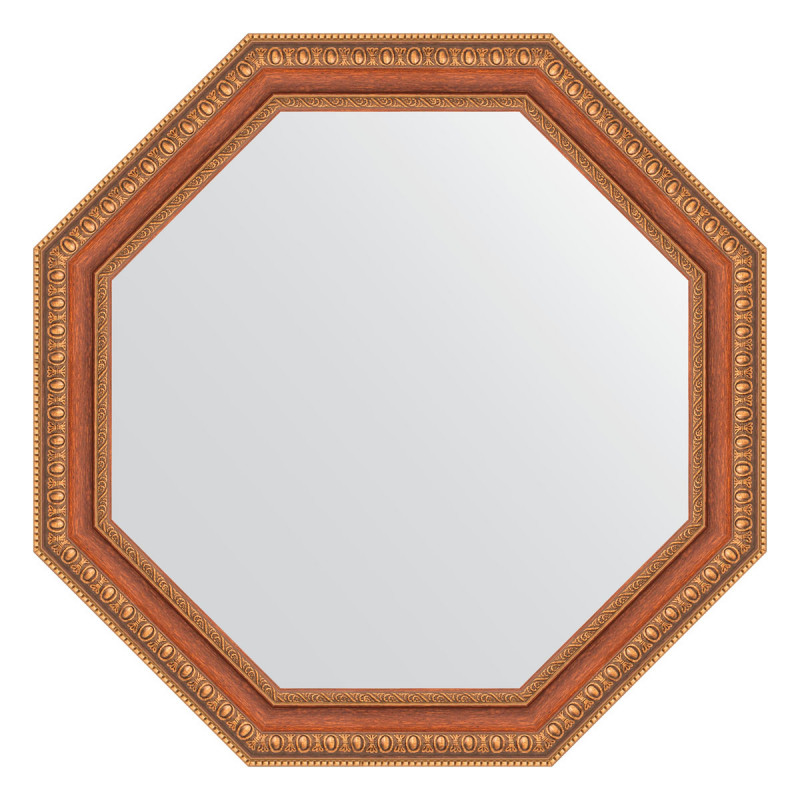 Зеркало в багетной раме - бронзовые бусы на дереве 66х66см Evoform Octagon BY 3982
