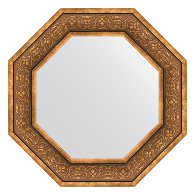 Зеркало в багетной раме - вензель бронзовый 64х64см Evoform Octagon BY 7376