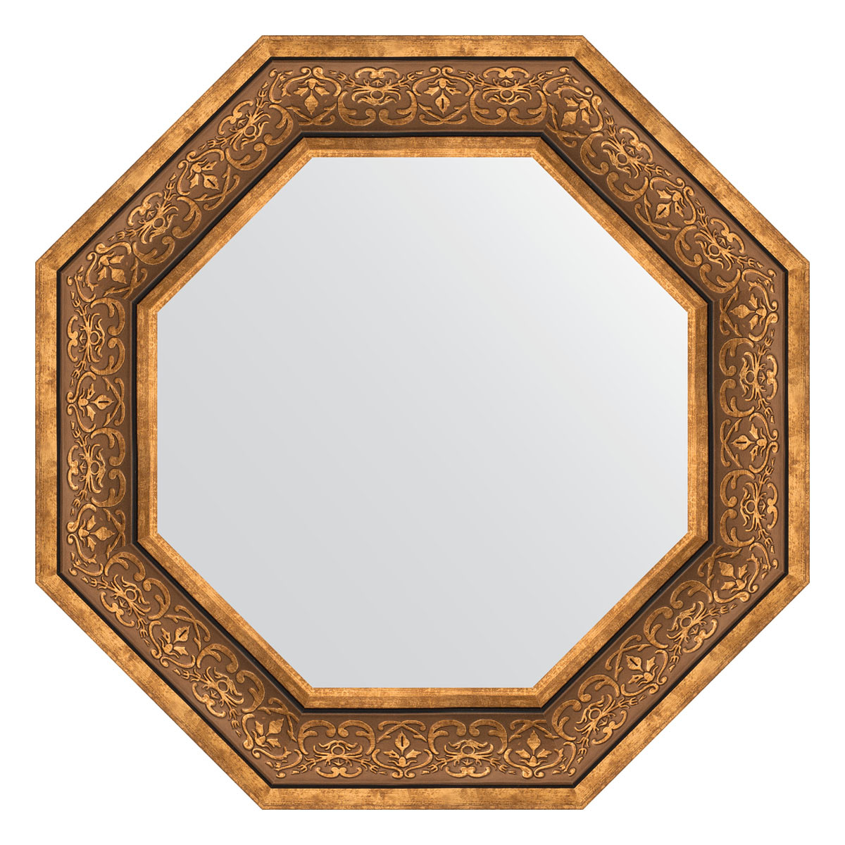 Зеркало в багетной раме - вензель бронзовый 74х74см Evoform Octagon BY 7377