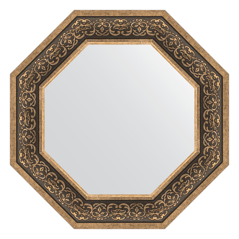 Зеркало в багетной раме - вензель серебряный 64х64см Evoform Octagon BY 7378