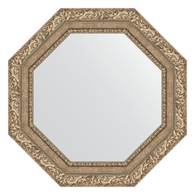 Зеркало в багетной раме - античное серебро 60х60см Evoform Octagon BY 7334