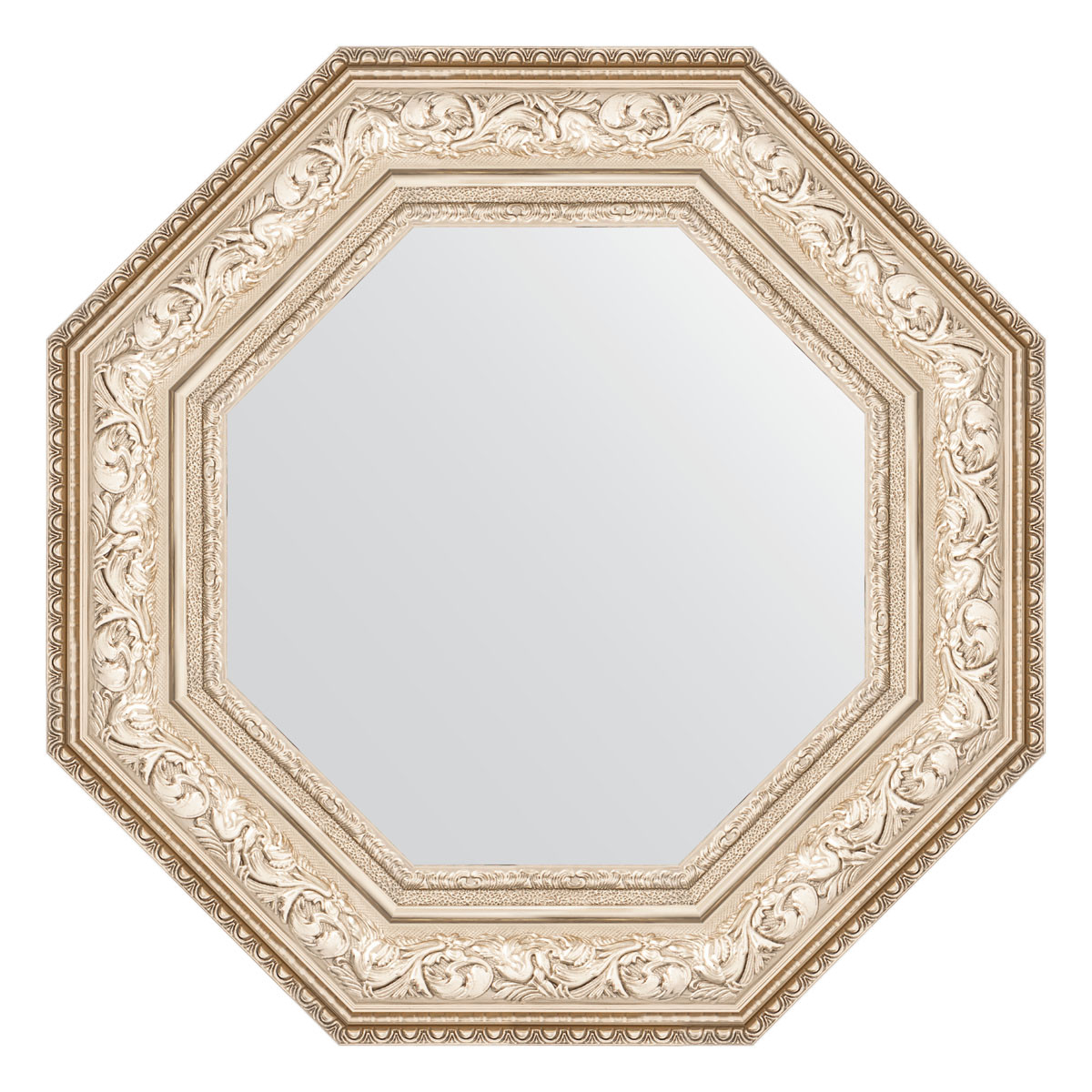 Зеркало в багетной раме - виньетка серебро 61х61см Evoform Octagon BY 3853