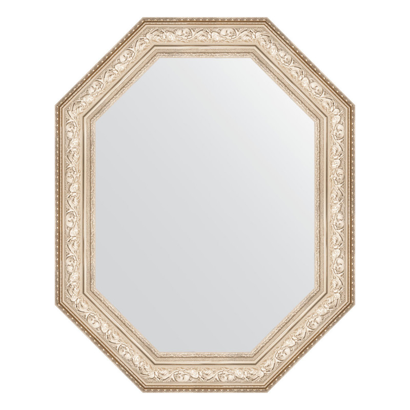 Зеркало в багетной раме - виньетка серебро 65х80см Evoform Octagon BY 7254