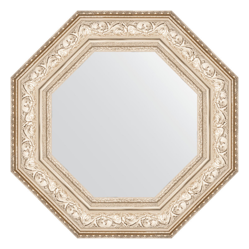 Зеркало в багетной раме - виньетка серебро 75х75см Evoform Octagon BY 7387