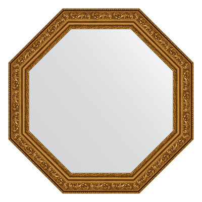 Зеркало в багетной раме - состаренное золото 50х50см Evoform Octagon BY 3688