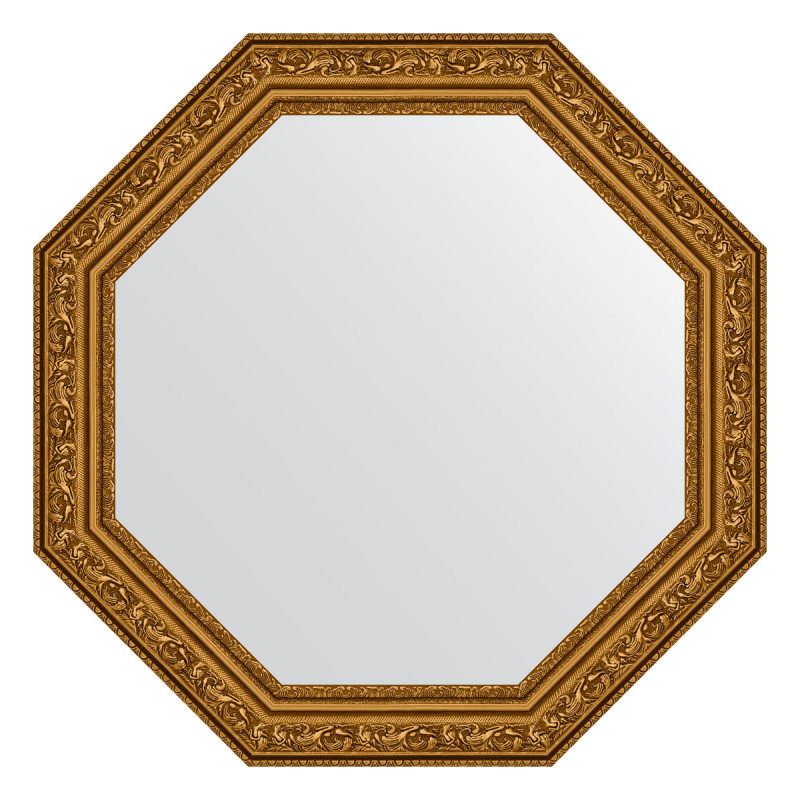 Зеркало в багетной раме - состаренное золото 60х60см Evoform Octagon BY 3689