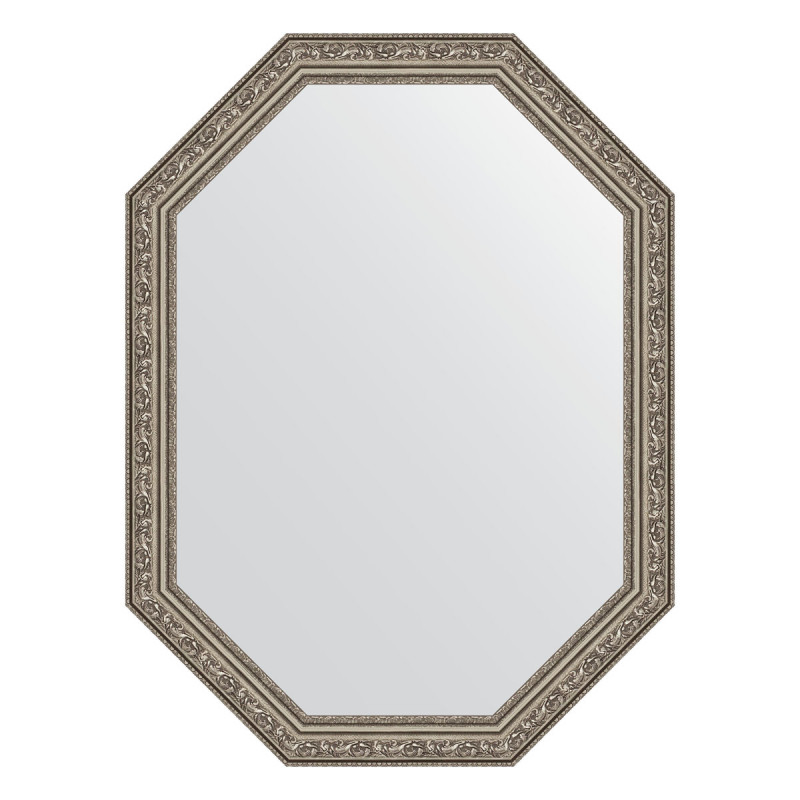 Зеркало в багетной раме - состаренное серебро 60х80см Evoform Octagon BY 7027
