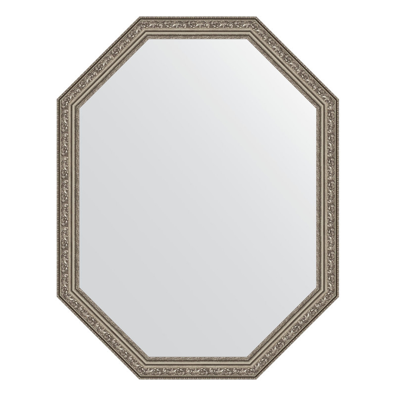 Зеркало в багетной раме - состаренное серебро 70х90см Evoform Octagon BY 7028