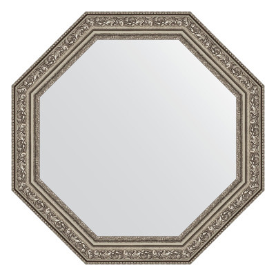 Зеркало в багетной раме - состаренное серебро 55х55см Evoform Octagon BY 3967
