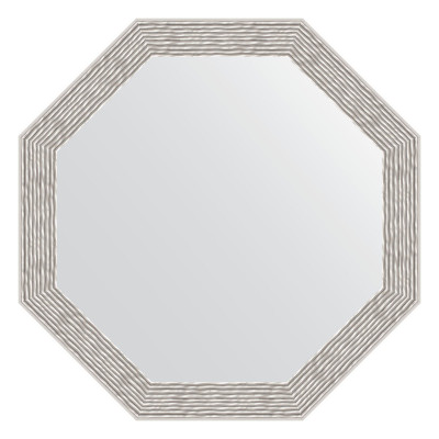 Зеркало в багетной раме - волна алюминий 48х48см Evoform Octagon BY 3682