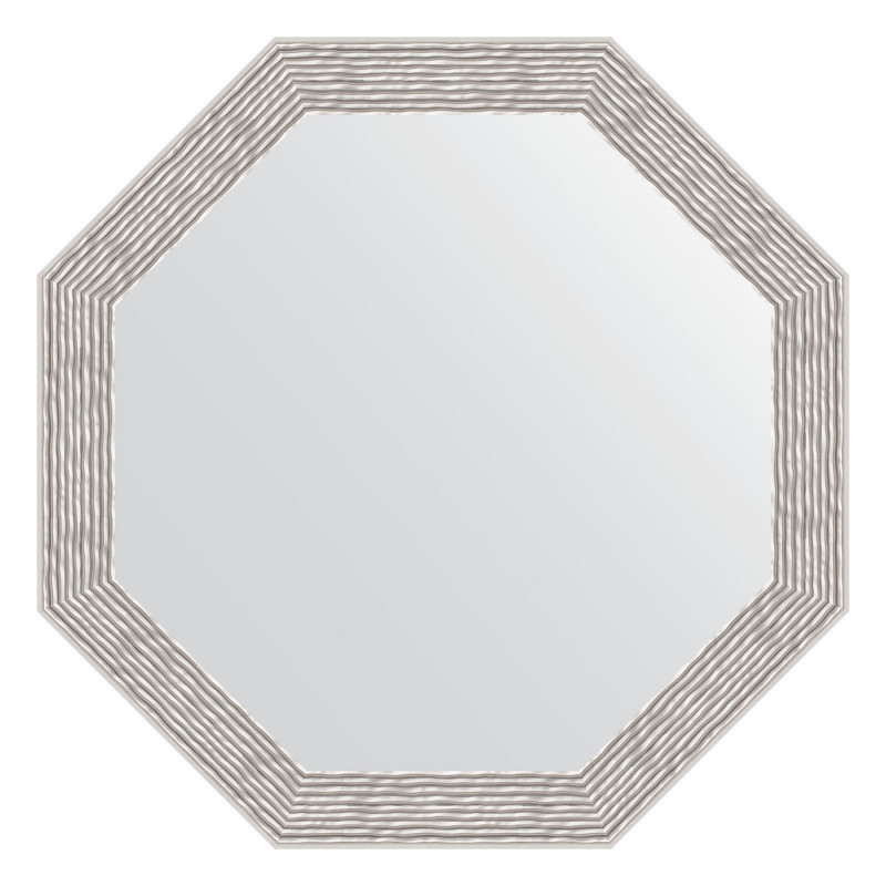 Зеркало в багетной раме - волна алюминий 48х48см Evoform Octagon BY 3682