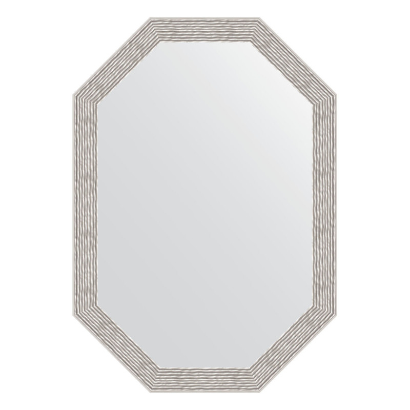 Зеркало в багетной раме - волна алюминий 48х68см Evoform Octagon BY 7009