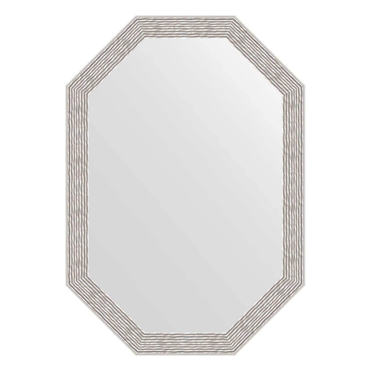 Зеркало в багетной раме - волна алюминий 48х68см Evoform Octagon BY 7009