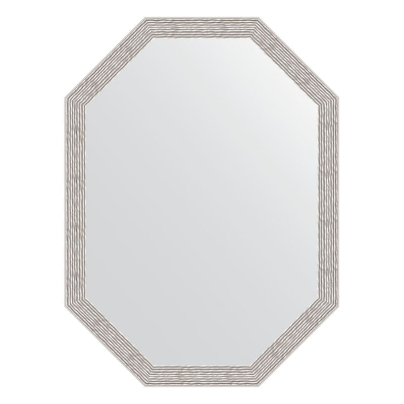 Зеркало в багетной раме - волна алюминий 58х78см Evoform Octagon BY 7011