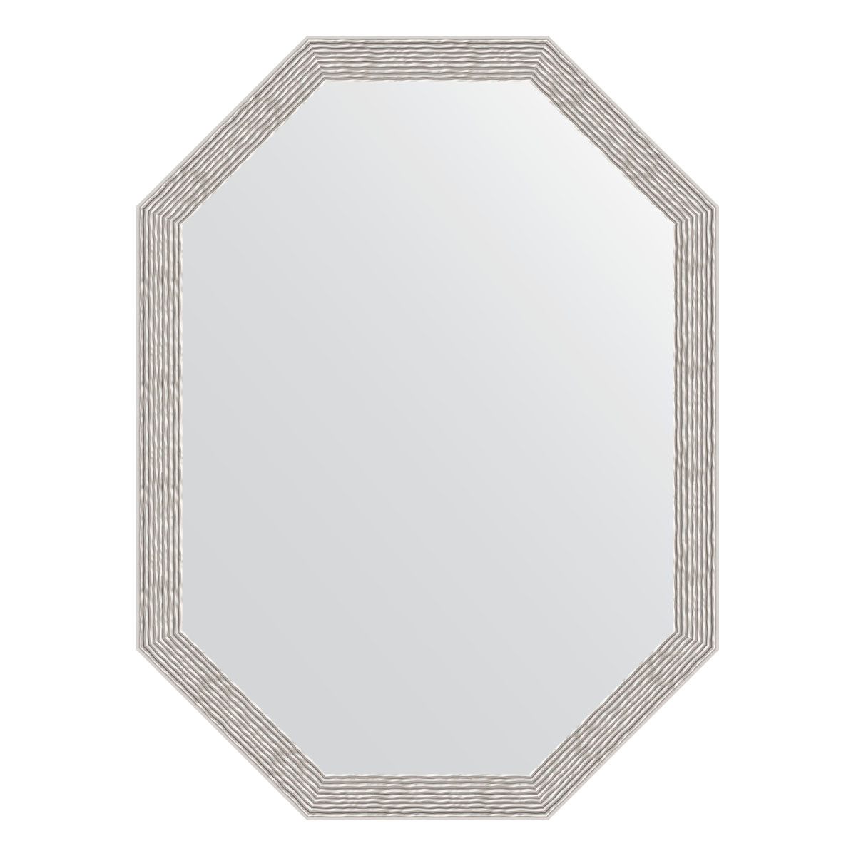 Зеркало в багетной раме - волна алюминий 58х78см Evoform Octagon BY 7011