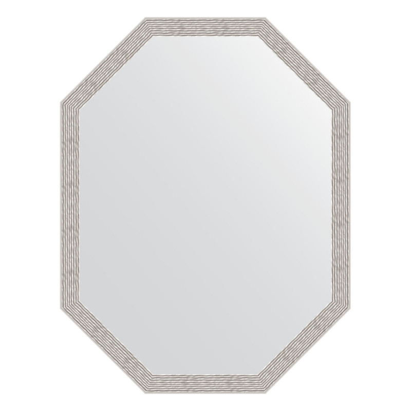 Зеркало в багетной раме - волна алюминий 68х88см Evoform Octagon BY 7012