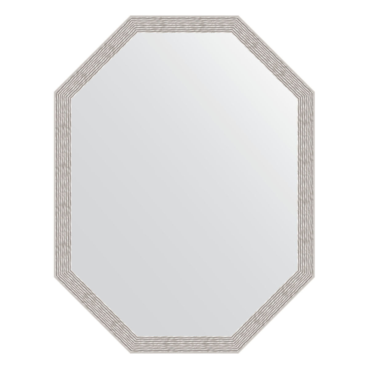Зеркало в багетной раме - волна алюминий 68х88см Evoform Octagon BY 7012
