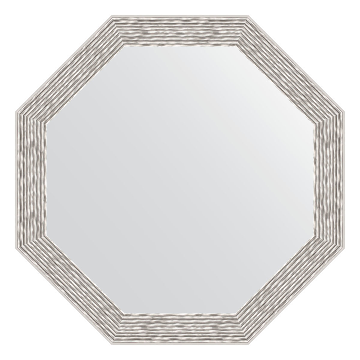 Зеркало в багетной раме - волна алюминий 53х53см Evoform Octagon BY 3959
