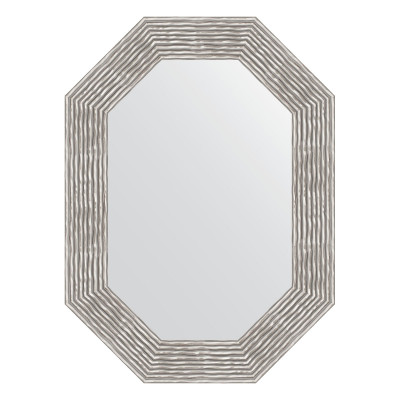 Зеркало в багетной раме - волна алюминий 56х76см Evoform Octagon BY 7193