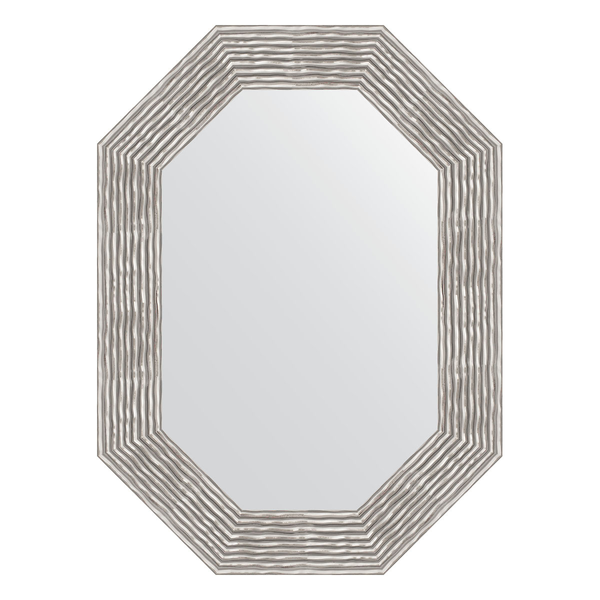 Зеркало в багетной раме - волна алюминий 56х76см Evoform Octagon BY 7193