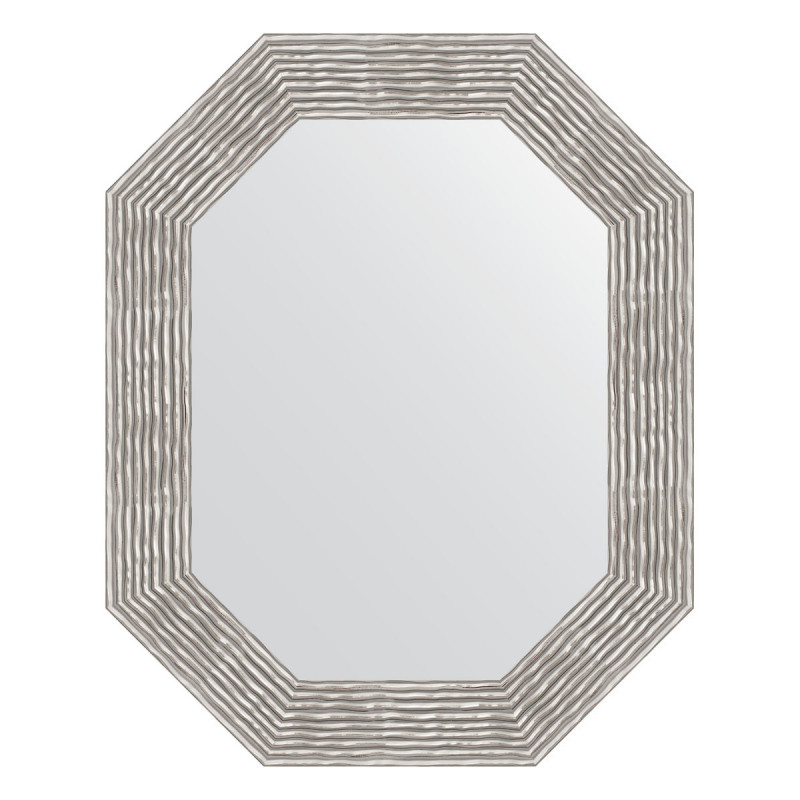Зеркало в багетной раме - волна алюминий 61х76см Evoform Octagon BY 7194