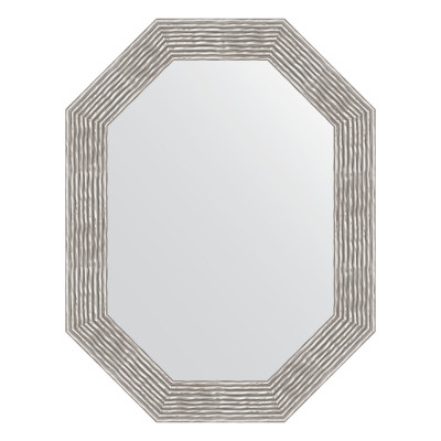Зеркало в багетной раме - волна алюминий 66х86см Evoform Octagon BY 7195