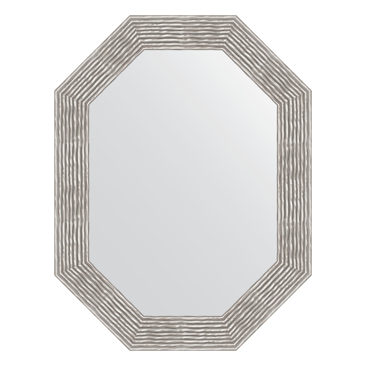 Зеркало в багетной раме - волна алюминий 66х86см Evoform Octagon BY 7195