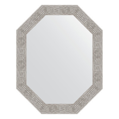 Зеркало в багетной раме - волна алюминий 76х96см Evoform Octagon BY 7196