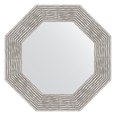 Зеркало в багетной раме - волна алюминий 61х61см Evoform Octagon BY 7356