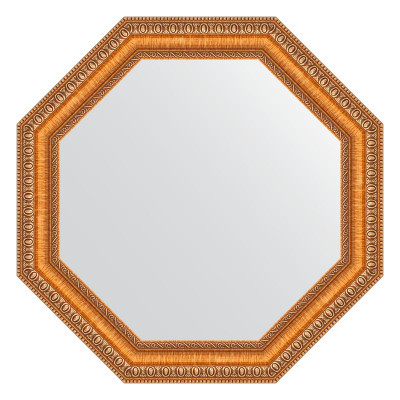 Зеркало в багетной раме - золотые бусы на бронзе 62х62см Evoform Octagon BY 3707