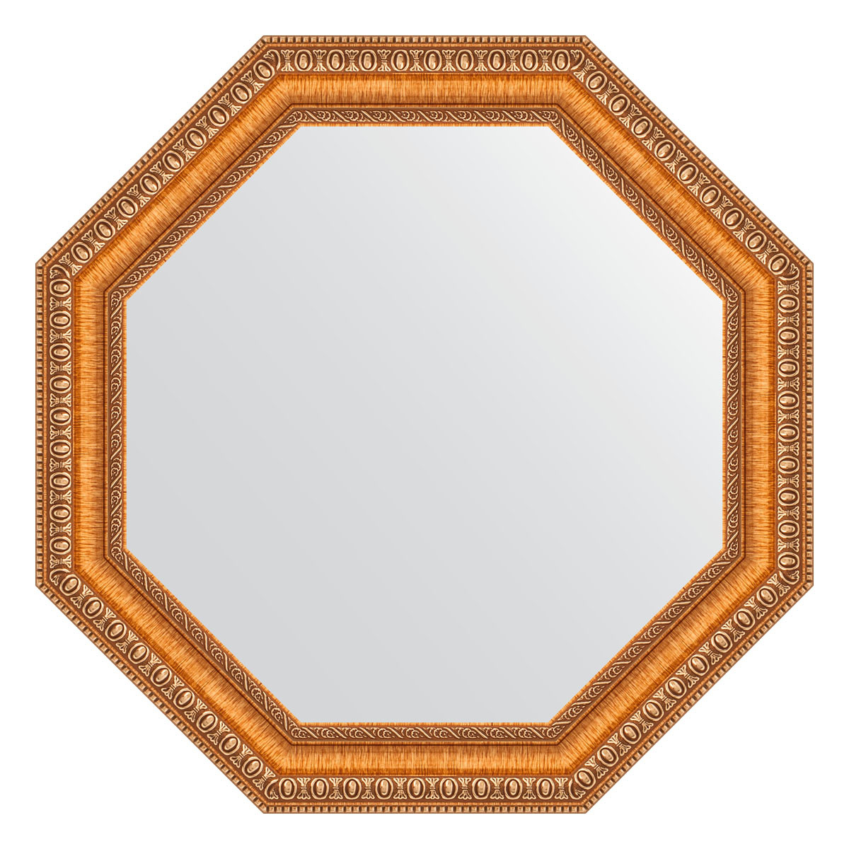 Зеркало в багетной раме - золотые бусы на бронзе 56х56см Evoform Octagon BY 3977