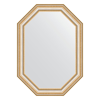 Зеркало в багетной раме - золотые бусы на серебре 51х71см Evoform Octagon BY 7049