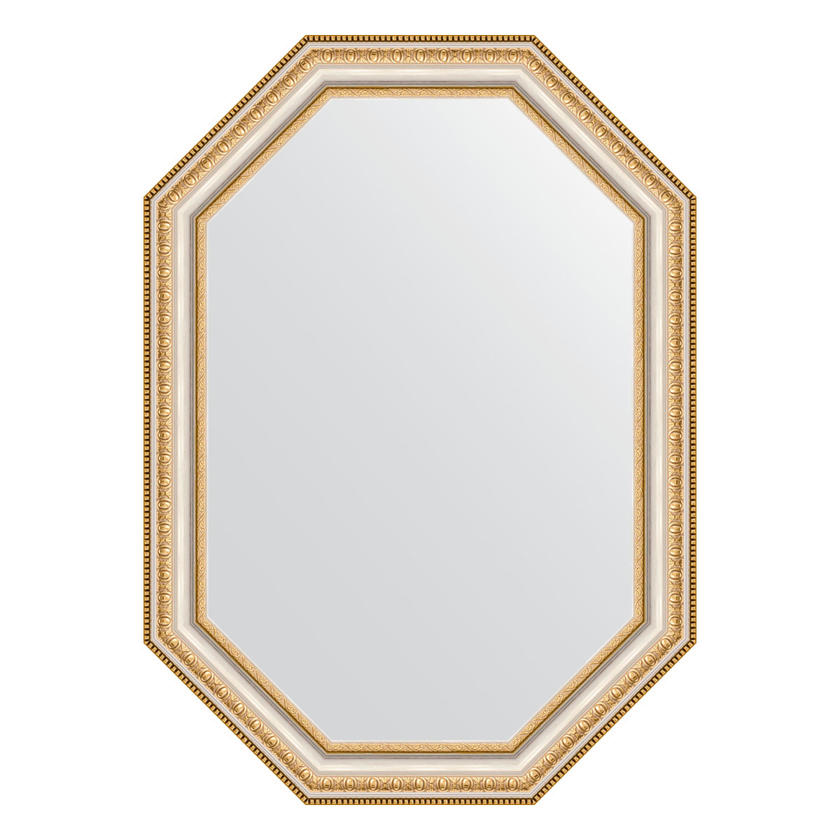 Зеркало в багетной раме - золотые бусы на серебре 51х71см Evoform Octagon BY 7049