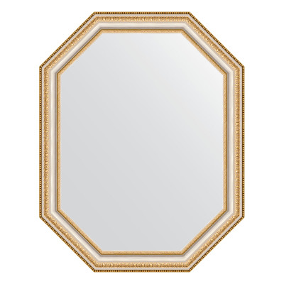 Зеркало в багетной раме - золотые бусы на серебре 56х71см Evoform Octagon BY 7050