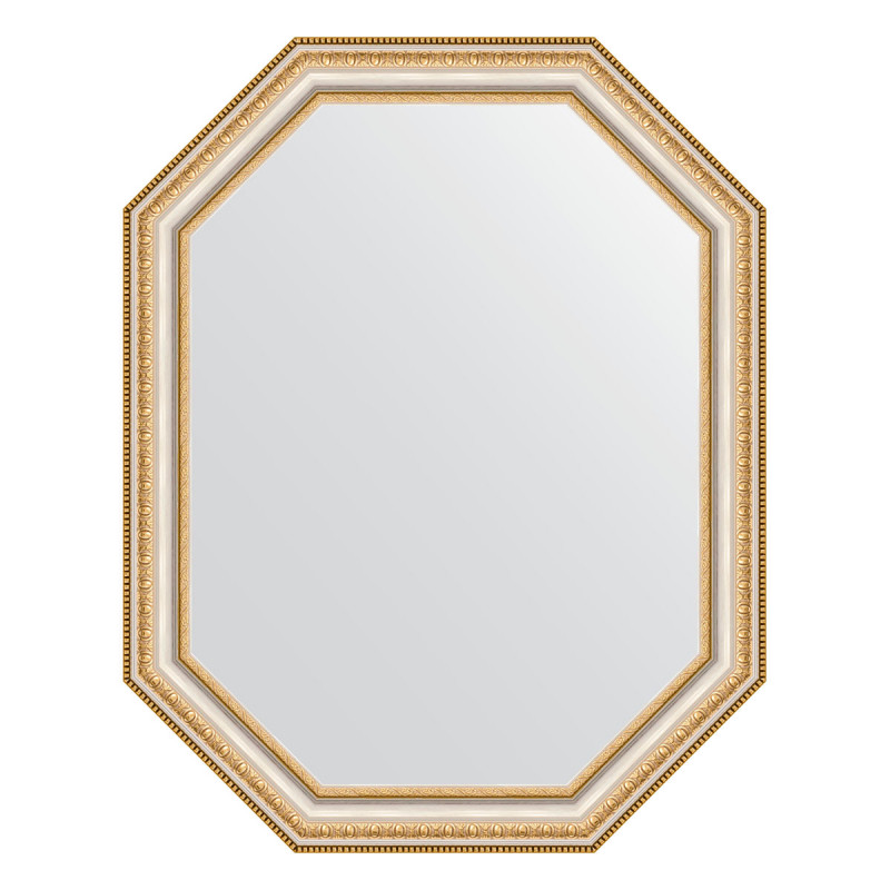Зеркало в багетной раме - золотые бусы на серебре 56х71см Evoform Octagon BY 7050