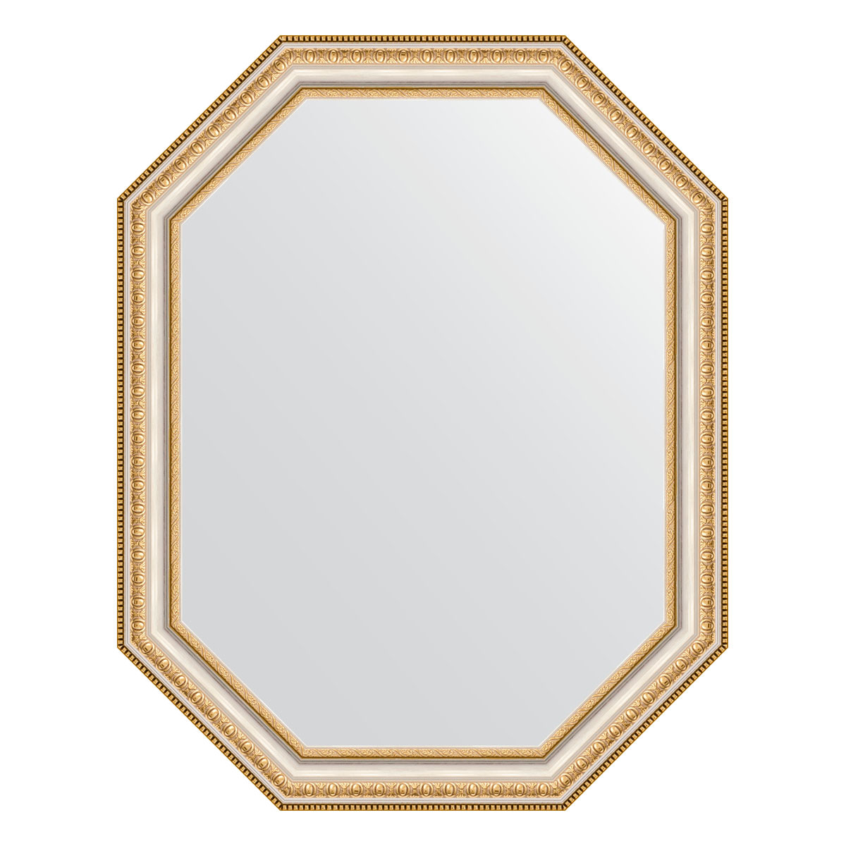 Зеркало в багетной раме - золотые бусы на серебре 56х71см Evoform Octagon BY 7050