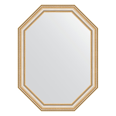 Зеркало в багетной раме - золотые бусы на серебре 61х81см Evoform Octagon BY 7051