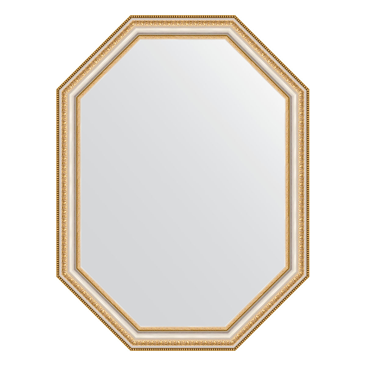 Зеркало в багетной раме - золотые бусы на серебре 61х81см Evoform Octagon BY 7051