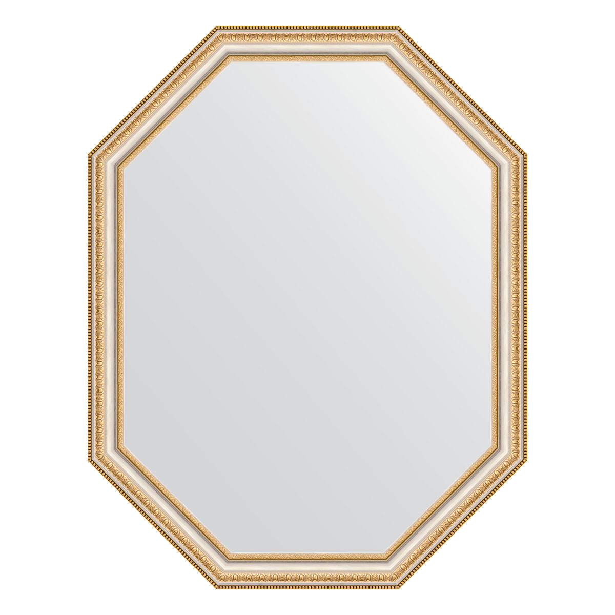 Зеркало в багетной раме - золотые бусы на серебре 71х91см Evoform Octagon BY 7052