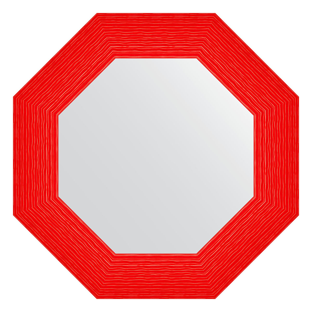 Зеркало в багетной раме - красная волна 77х77см Evoform Octagon BY 3885
