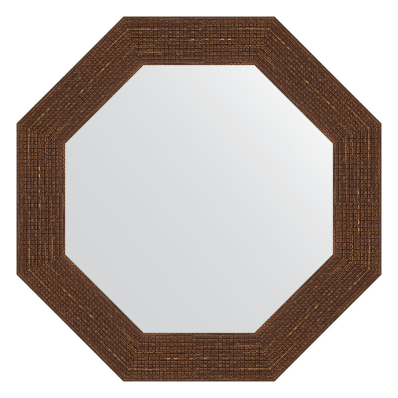 Зеркало в багетной раме - мозаика античная медь 53х53см Evoform Octagon BY 3739