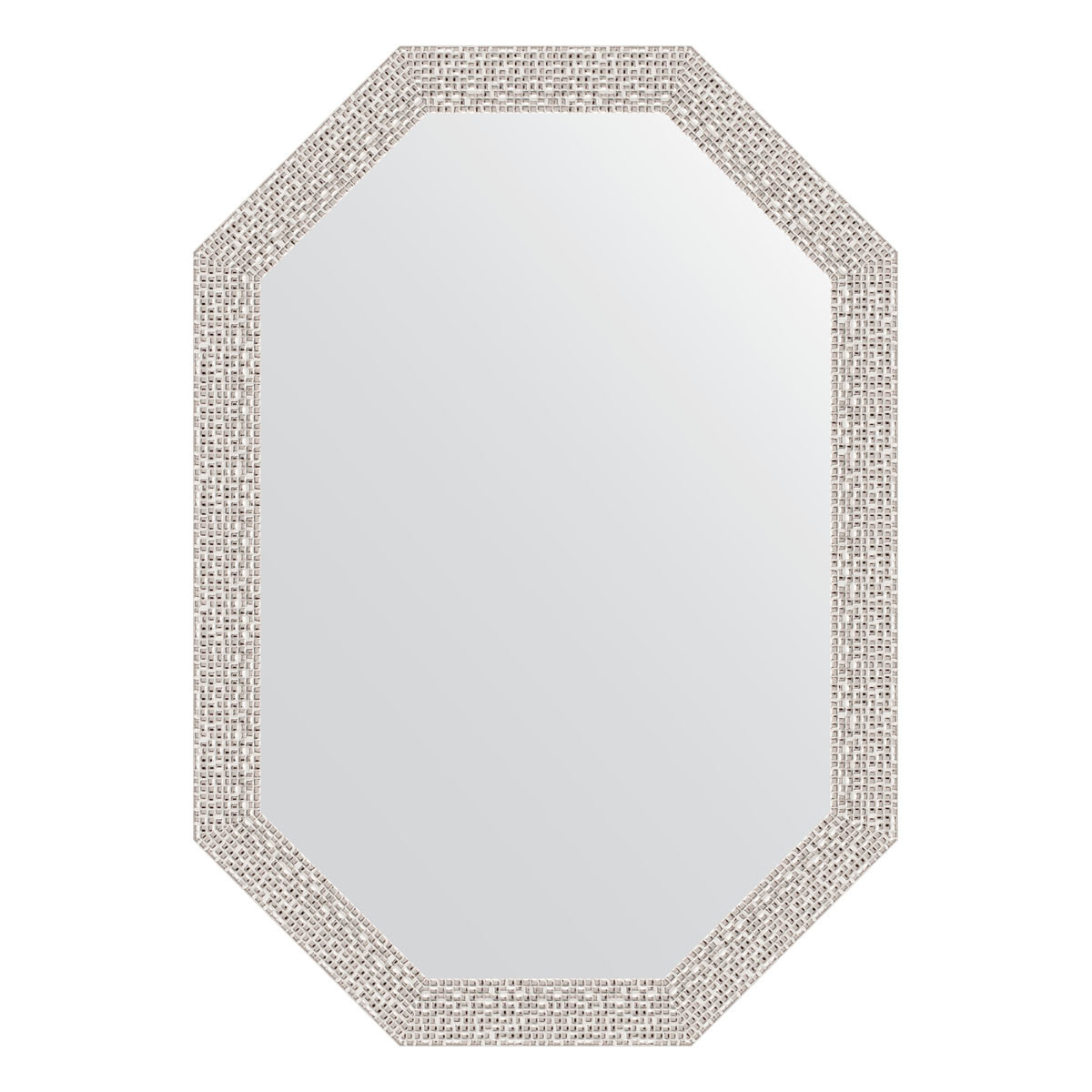 Зеркало в багетной раме - мозаика хром 48х68см Evoform Octagon BY 7005