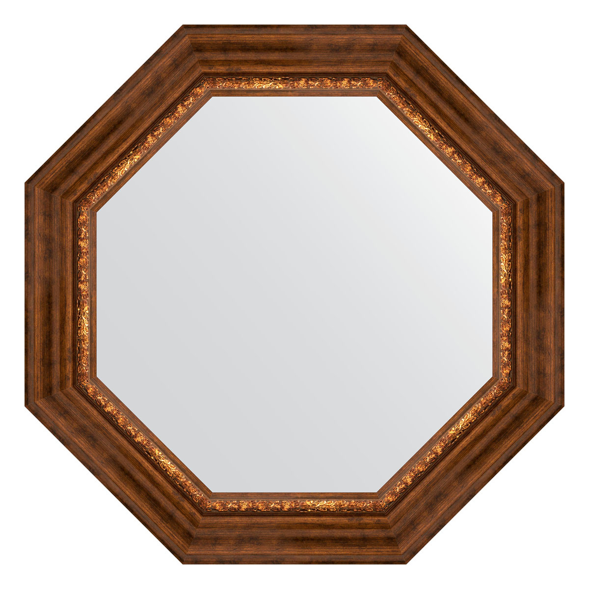 Зеркало в багетной раме - римская бронза 67х67см Evoform Octagon BY 3791