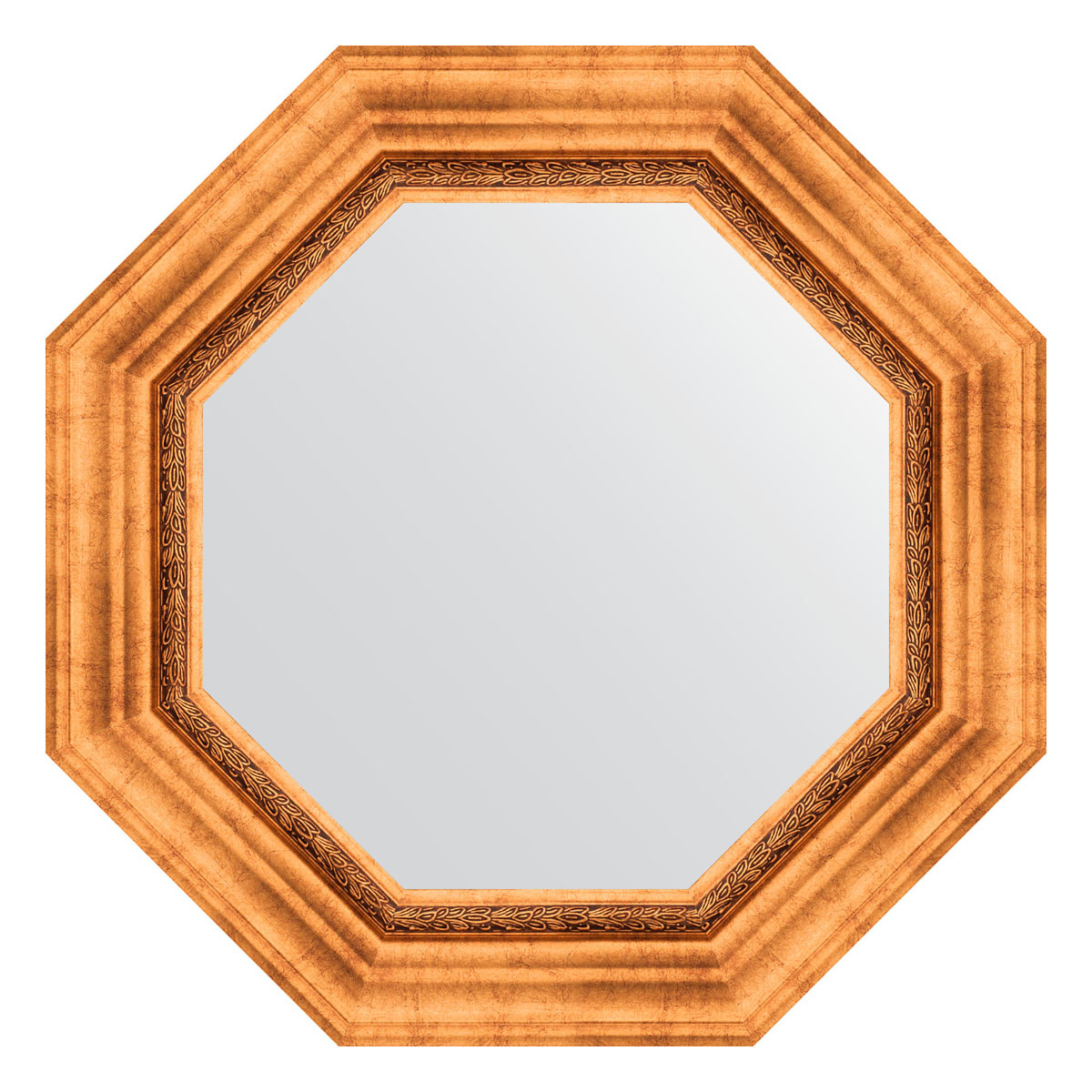 Зеркало в багетной раме - римское золото 57х57см Evoform Octagon BY 3784