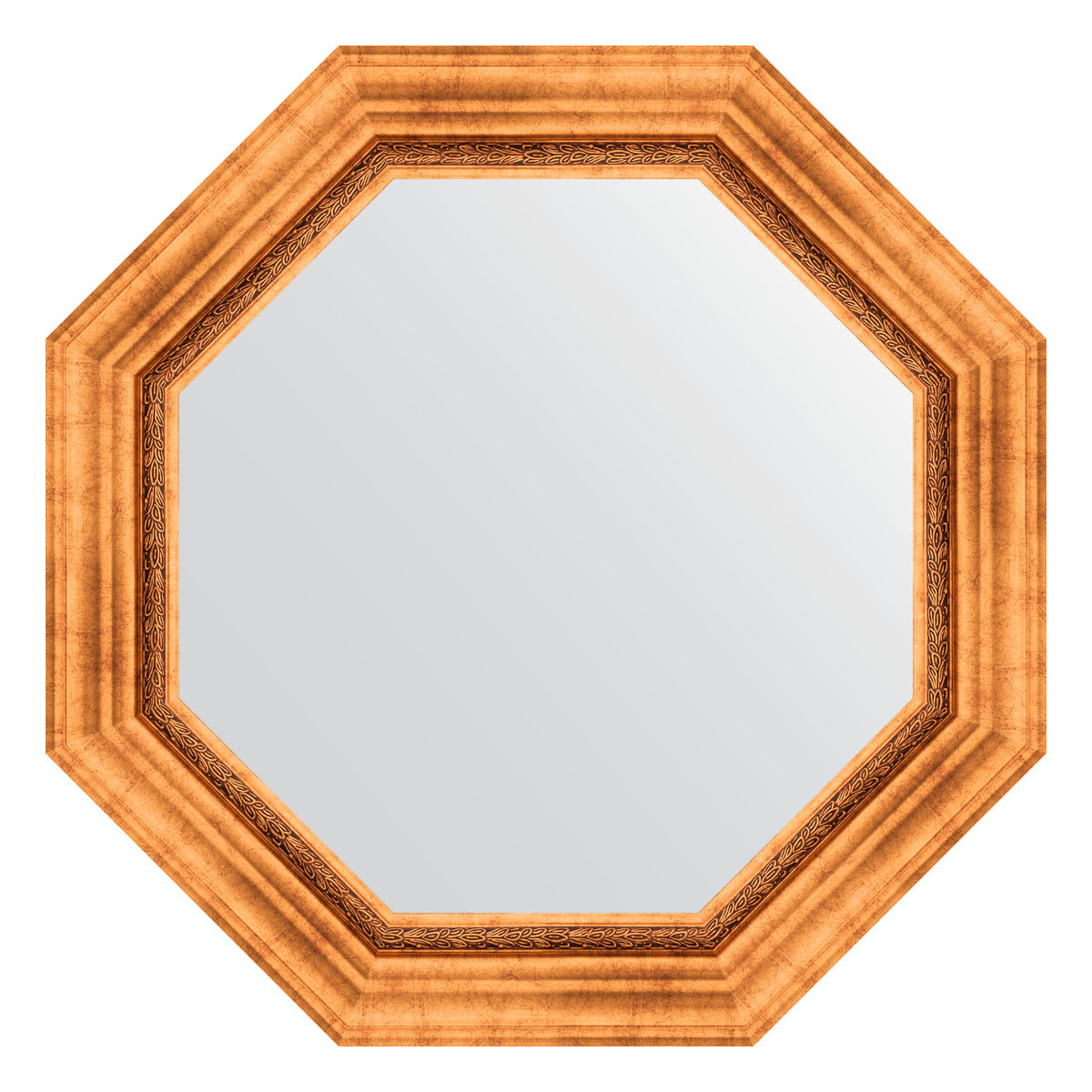 Зеркало в багетной раме - римское золото 67х67см Evoform Octagon BY 3785