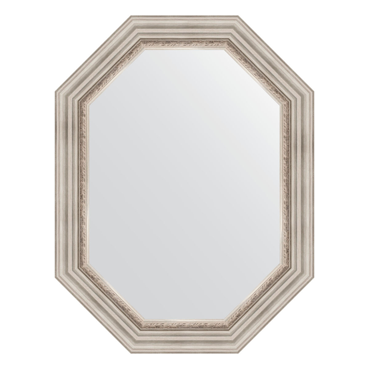 Зеркало в багетной раме - римское серебро 66х86см Evoform Octagon BY 7167