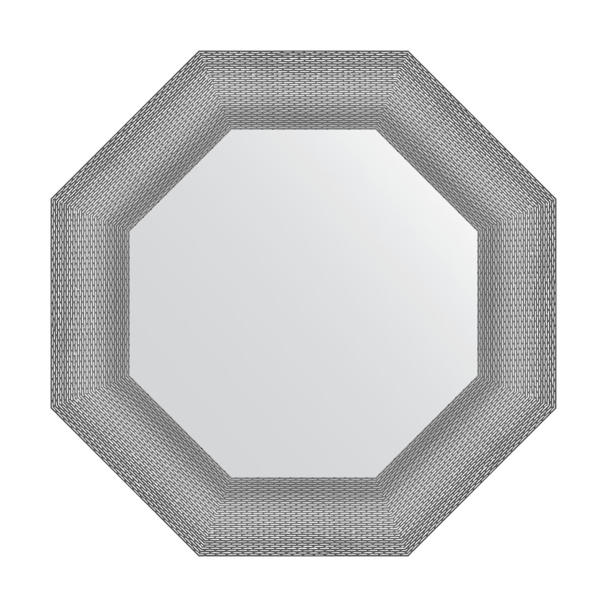 Зеркало в багетной раме - серебряная кольчуга 77х77см Evoform Octagon BY 3879