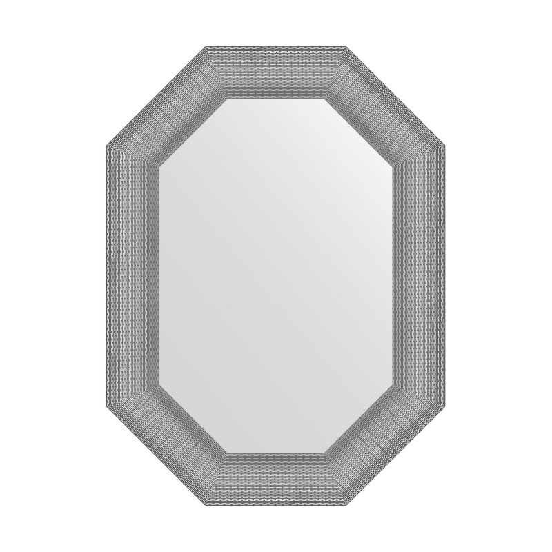 Зеркало в багетной раме - серебряная кольчуга 56х76см Evoform Octagon BY 7289