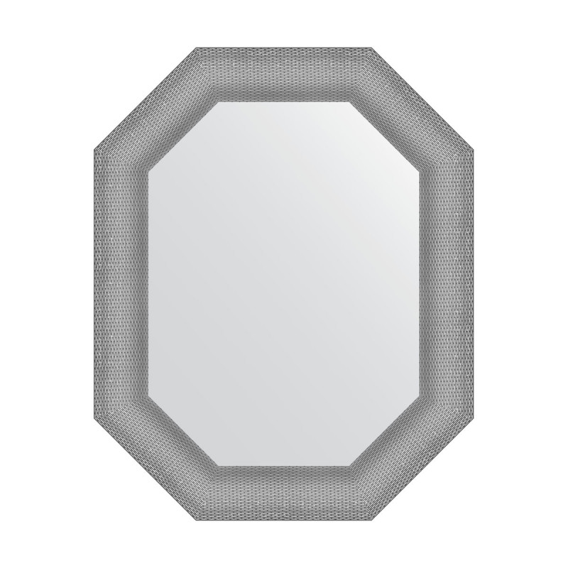 Зеркало в багетной раме - серебряная кольчуга 66х86см Evoform Octagon BY 7291