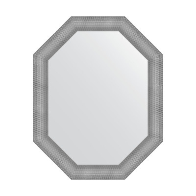 Зеркало в багетной раме - серебряная кольчуга 76х96см Evoform Octagon BY 7292